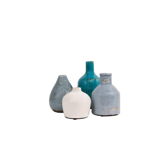 Hello Honey® Blue & Ivory Round Stoneware Vases Set